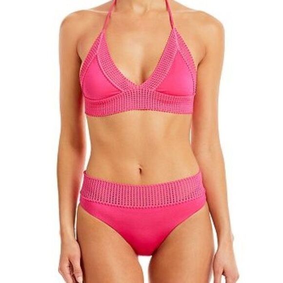 Peixoto Naomi -Carine Lace  Bikini Top + Bottoms Swim Set Pink Medium NWT - Picture 1 of 2